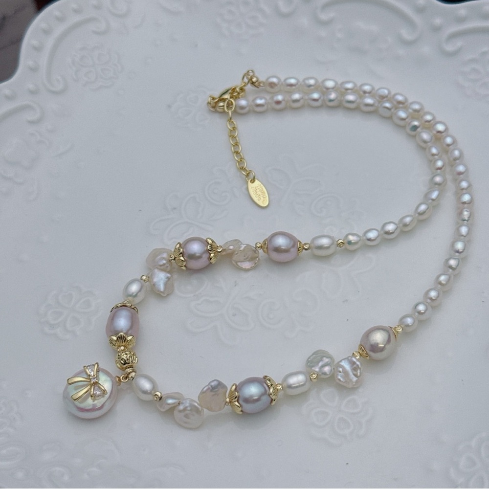 X515 Handmade Freshwater Baroque Pearl Necklace - Picture 3 of 8